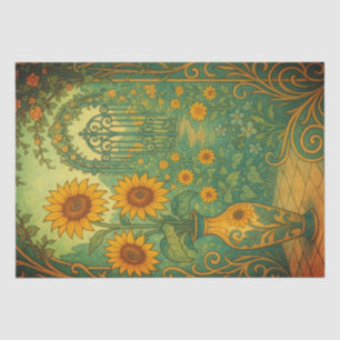 Vintage Yellow Sunflower Garden Decoupage Tissue Paper
