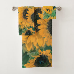 Vintage Yellow Sunflowers Artwork   Towel Set