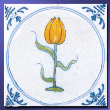 Vintage Yellow Tulip Blue White Delft 