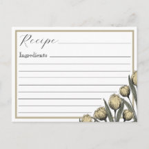 Vintage Yellow Tulip Recipe Card