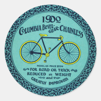 Vintage Yellow Turquoise Columbia Bicycle Sticker