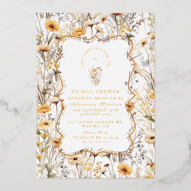 Vintage Yellow Wildflowers Bridal Shower (Front)