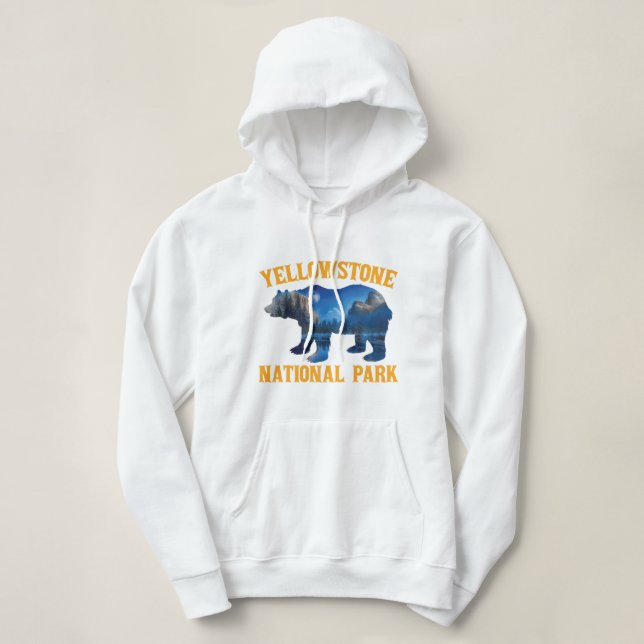 Vintage Yellowstone National Park Bear Wyoming Hoodie (Design Front)