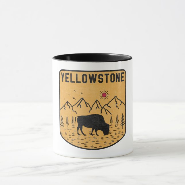 Vintage Yellowstone National Park Bison Wyoming Mug (Center)