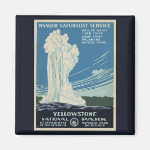 Vintage Yellowstone National Park Old Faithful Magnet