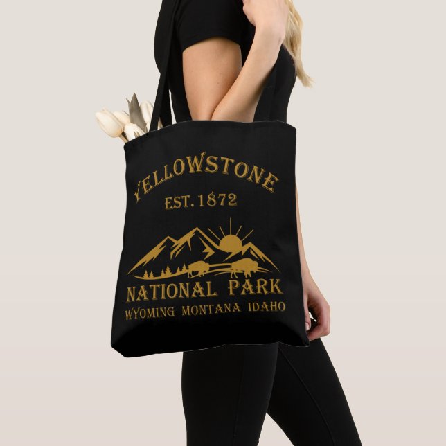 Vintage Yellowstone National Park Tote Bag (Close Up)