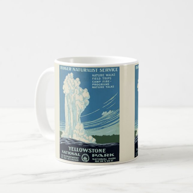 Vintage Yellowstone Park Poster Coffee Mug (Front Left)