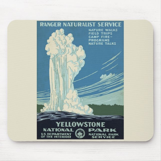 Vintage Yellowstone Park Poster Mouse Pad (Front)