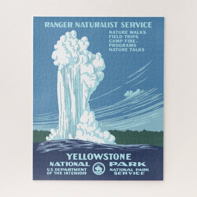 Vintage Yellowstone WPA Old Faithful Jigsaw Puzzle (Vertical)