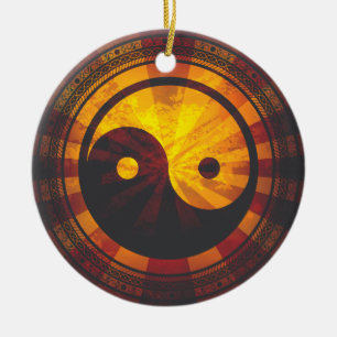Vintage Yin Yang Ceramic Ornament