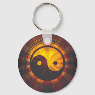 Vintage Yin Yang Symbol Print Keychain