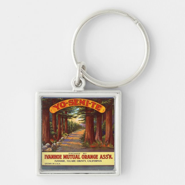 Vintage Yo-Semi-Te Orange Label Keychain (Front)
