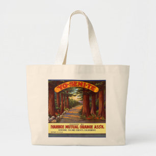 Vintage Yo-Semi-Te Orange Label Large Tote Bag