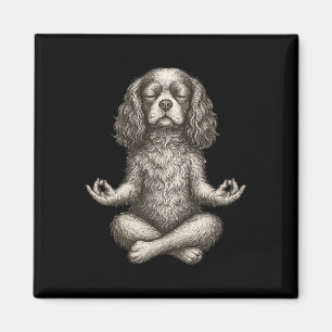 Vintage Yoga Dog Cavalier King Charles Spaniel Fun Magnet