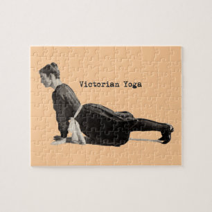 Vintage Yoga Woman Doing Upward Facing Dog Pose Jigsaw Puzzle