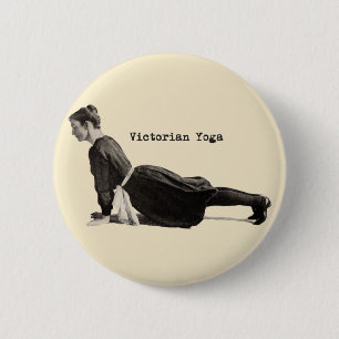 Vintage Yoga Woman Up Dog Antique 2 Inch Round Button