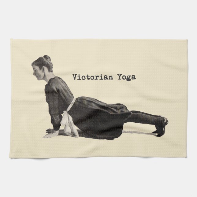 Vintage Yoga Woman Up Dog Antique Kitchen Towel (Horizontal)