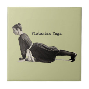 Vintage Yoga Woman Up Dog Tile