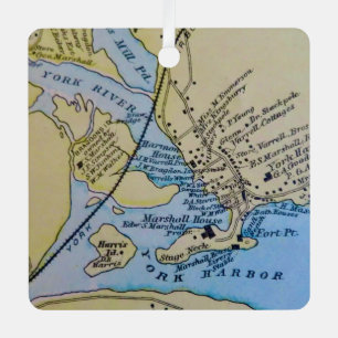 Vintage York Harbour Map Ornament