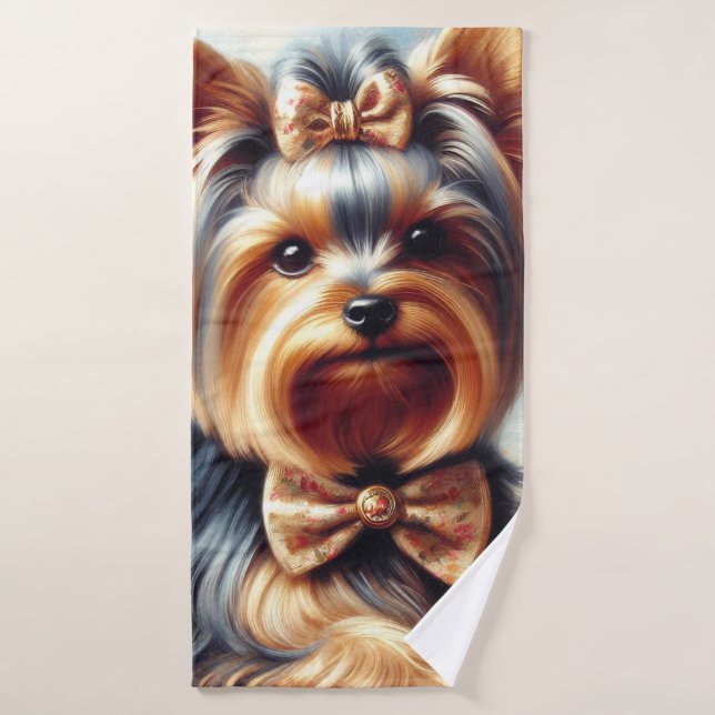 Vintage Yorkshire Terrier peinture (Serviette de bain)
