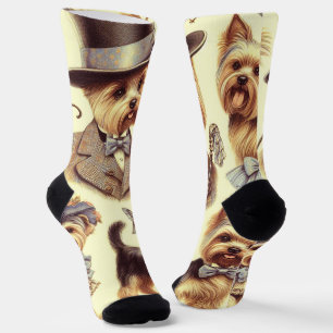 Vintage Yorkshire Terrier Seamless Socks