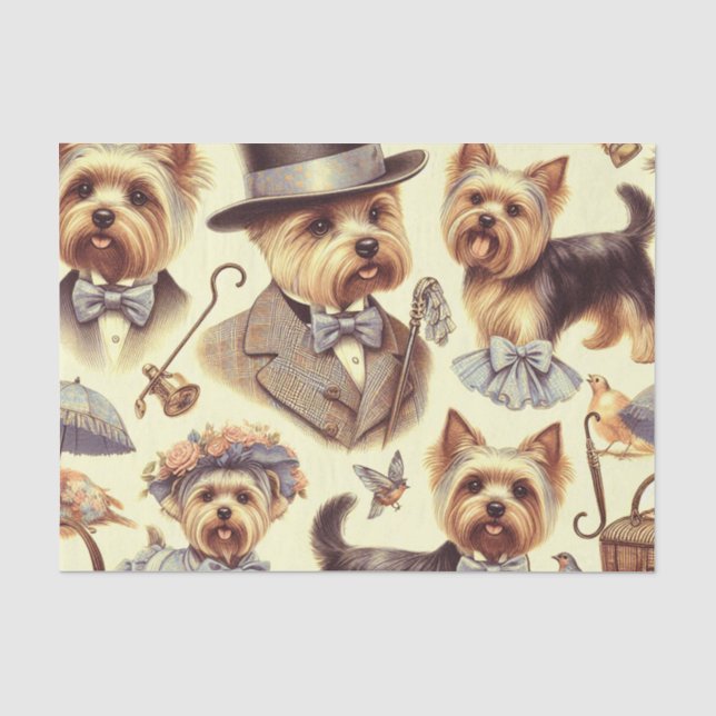 Vintage Yorkshire Terrier Seamless Tissue Paper (Front)