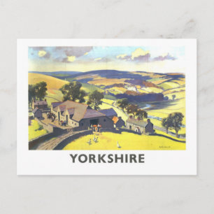 Vintage Yorkshire Travel Poster Postcard