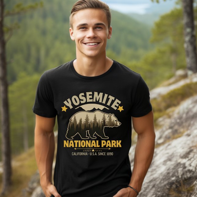 Vintage Yosemite Bear Forest Graphic T-Shirt (Creator Uploaded)