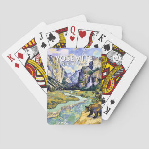 Vintage Yosemite El Capitan Bear Tunnel View Paint Playing Cards