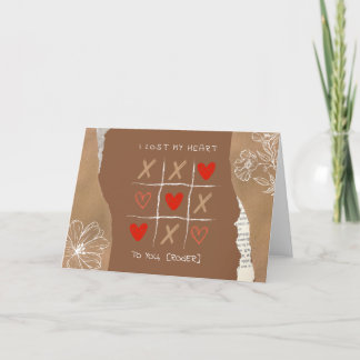 Vintage you won my heart tic-tac-toe game holiday card