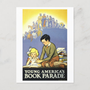 Vintage "Young America's Book Parade" Poster Postcard