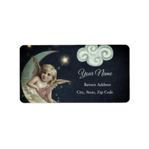Vintage Young Angel on Moon Personalize Address Label
