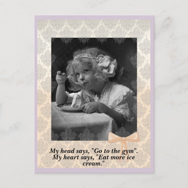 Vintage Young Girl With Ice Cream Postcard (Front)