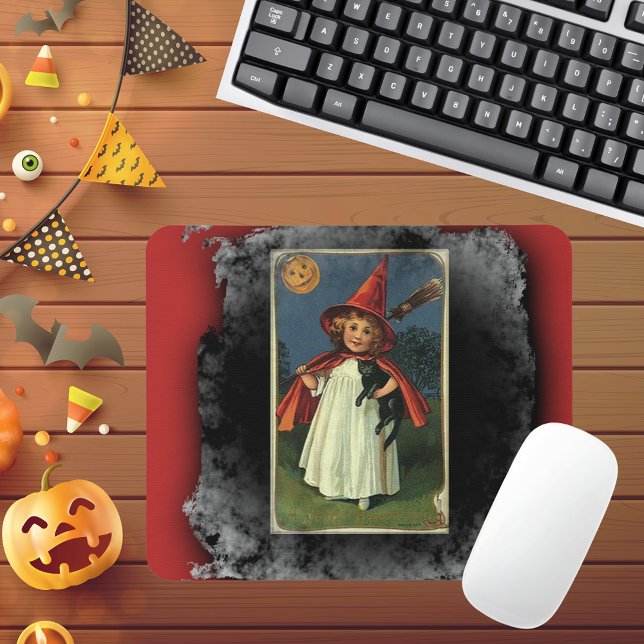 Vintage Young Halloween Witch Mouse Pad (Vintage Young Halloween Witch Mouse Pad)