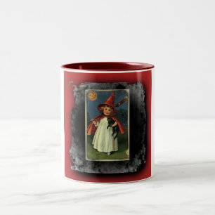 Vintage Young Halloween Witch Two-Tone Coffee Mug