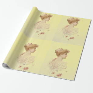 Vintage Young Woman Wrapping Paper