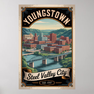 Vintage Youngstown Ohio Retro Travel Poster