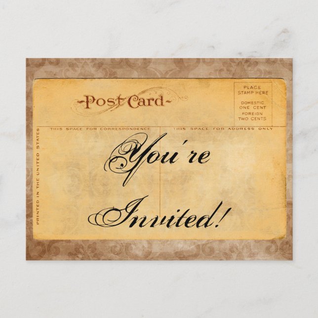 Vintage You're Invited! Invitation Postcards (Front)