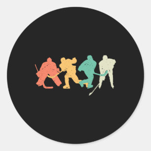 Vintage Youth Hockey Player Kids Ice Hockey Lover Classic Round Sticker