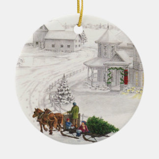 Vintage Yule Ceramic Ornament