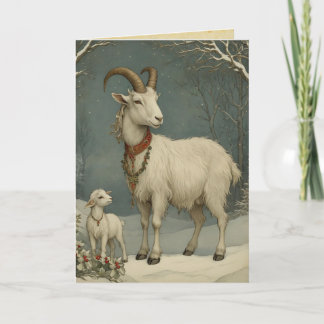 Vintage Yule Chèvre, Bonne Carte Yuletide