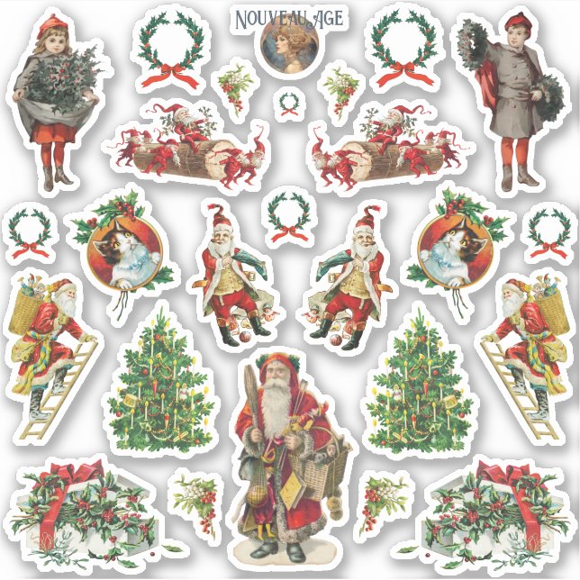 Vintage Yule Sticker Sheet for Christmas (Front)