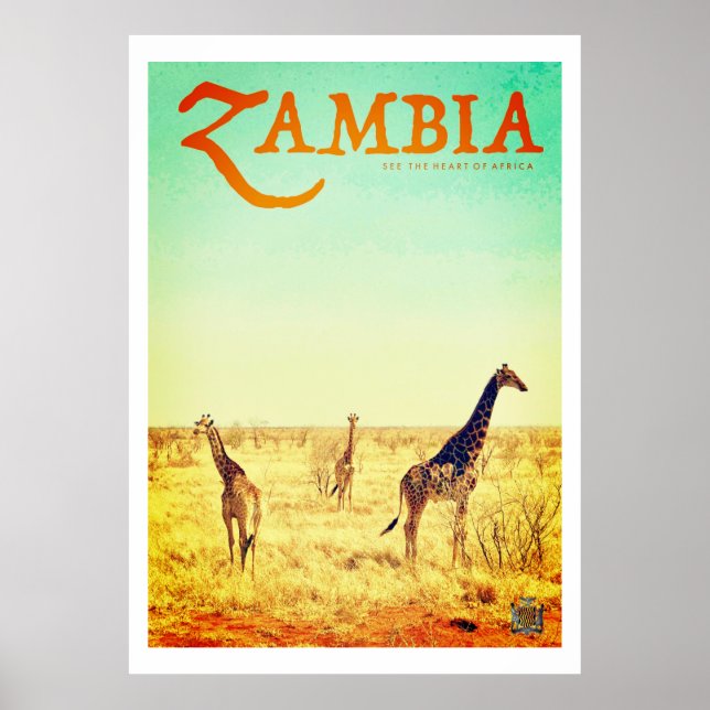 Vintage Zambia Travel Poster (Front)