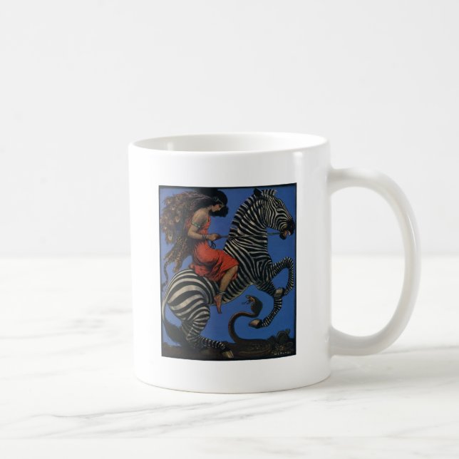 Vintage Zebra Art Nouveau Woman Coffee Mug (Right)