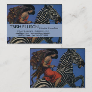 Vintage Zebra Art Nouveau Woman Life 1922 Business Card