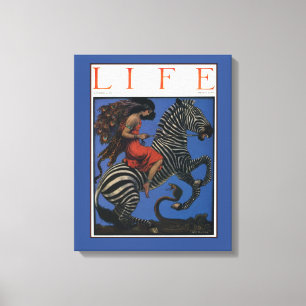 Vintage Zebra Art Nouveau Woman Life 1922 Canvas Print
