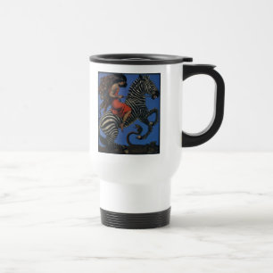 Vintage Zebra Art Nouveau Woman Life 1922 Travel Mug