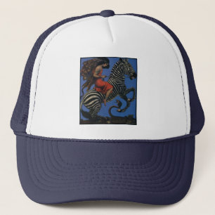 Vintage Zebra Art Nouveau Woman Trucker Hat