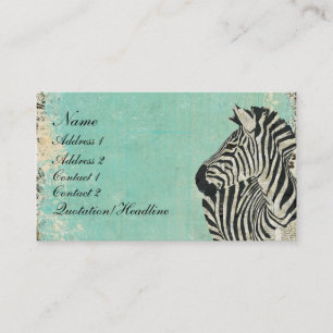 Vintage Zebra Blue Business Card/Tags Card