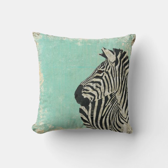 Vintage Zebra Blue MoJo Coussin (Recto)